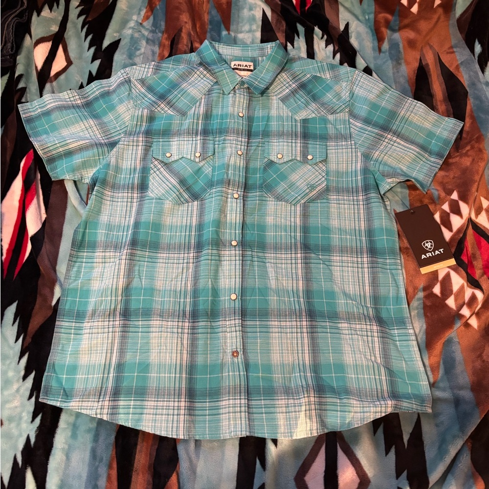 Ariat Turquoise Checkered Button-Up Shirt